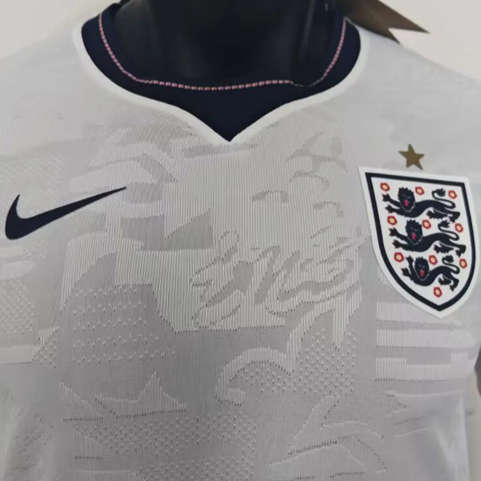 2026/27 England Home White Player Version Long Sleeve Soccer Jersey Detail 2