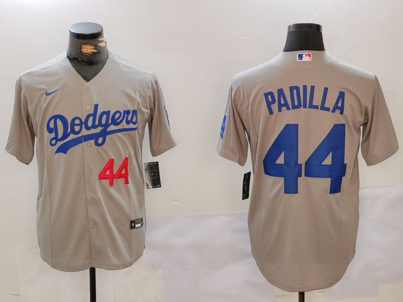 Men's Los Angeles Dodgers Vicente Padilla #44 Gray Replica Player Jerseys
