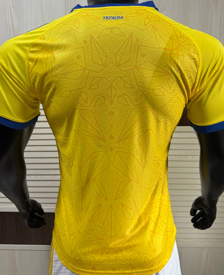 2026/27 Ukraine Home Yellow Player Version Soccer Jersey Back