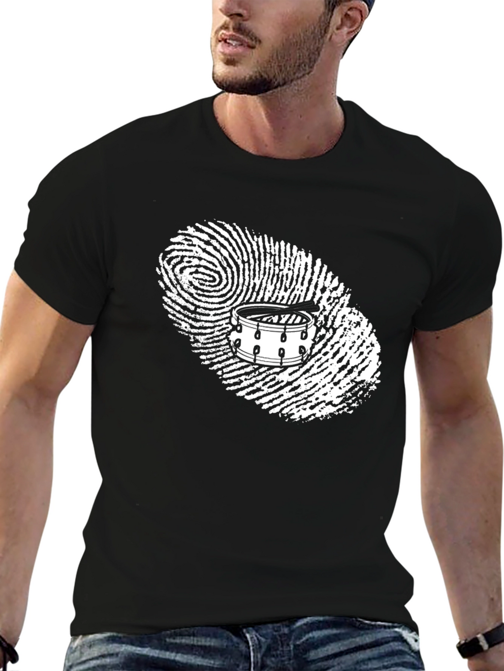 Drummer Fingerprint Black T-Shirt