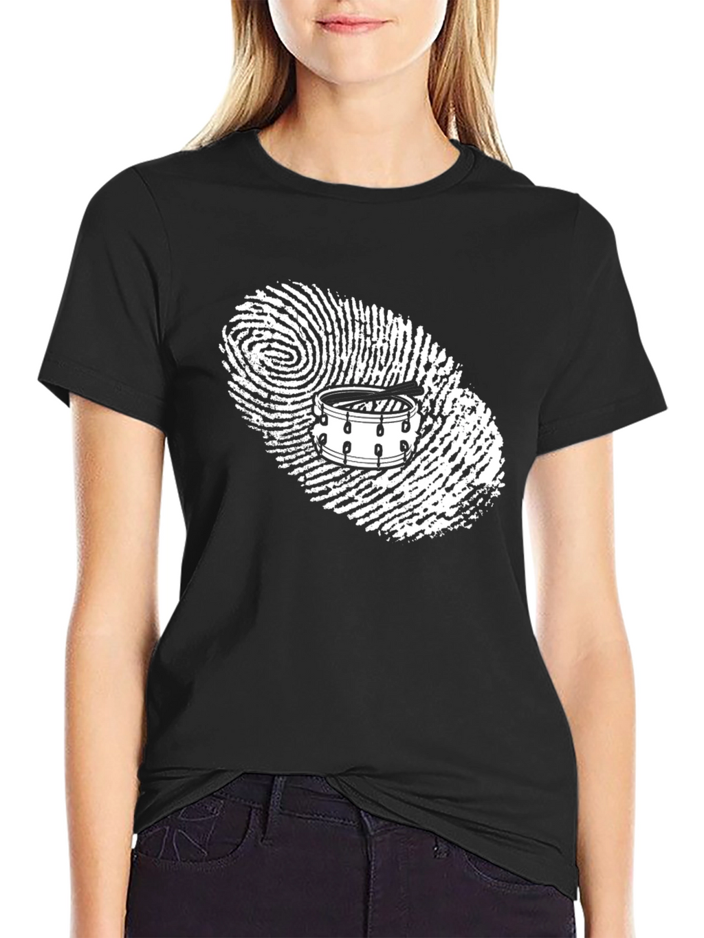 Drummer Fingerprint Black T-Shirt