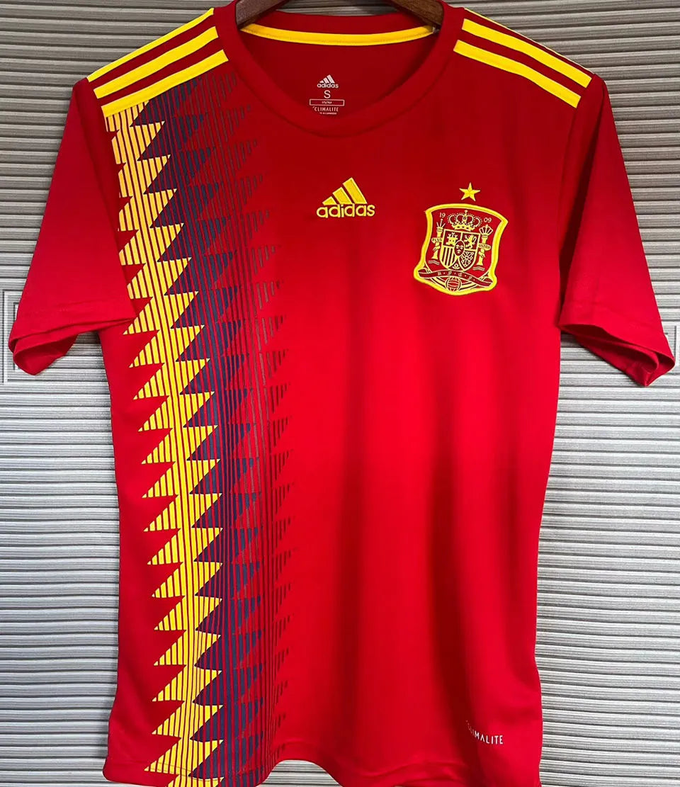 2018 Spain Home Red Retro Soccer Jersey Front