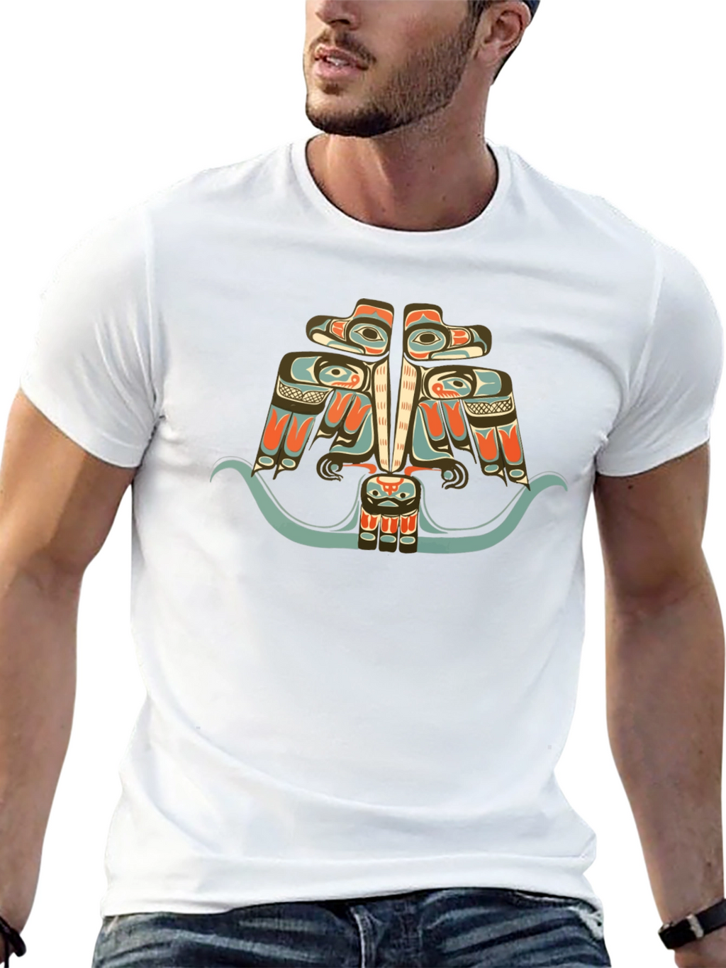 Tribal Art Eagle Graphic Tee - Black