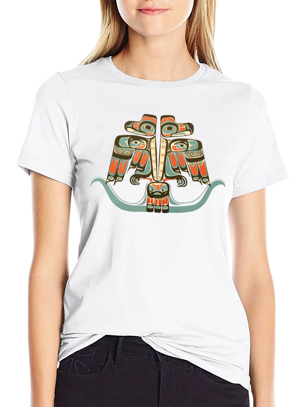 Tribal Art Eagle Graphic Tee - Black