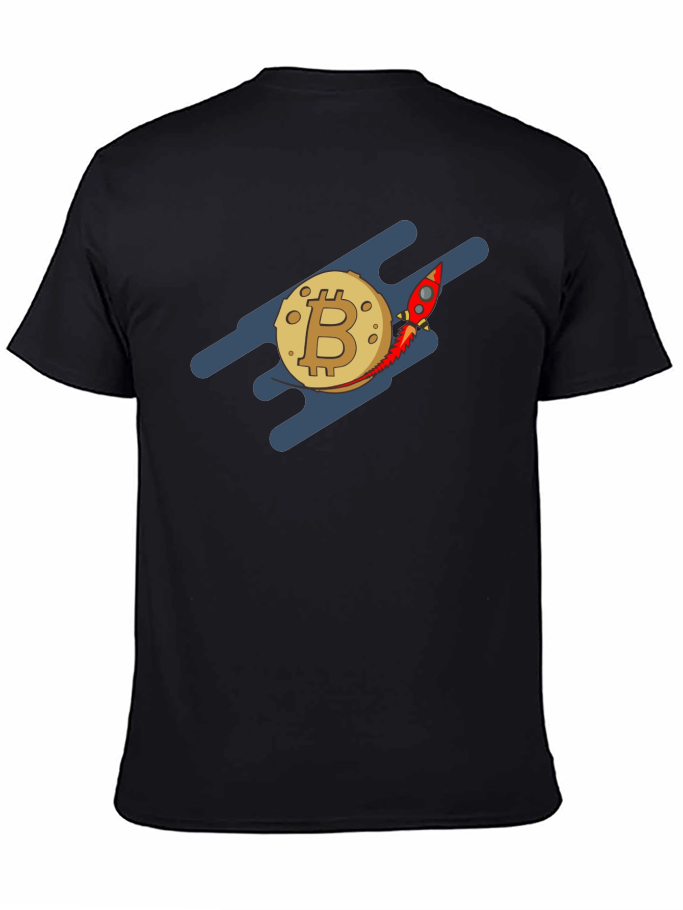 Bitcoin Rocket to the Moon Black T-Shirt