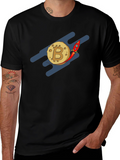 Bitcoin Rocket to the Moon Black T-Shirt