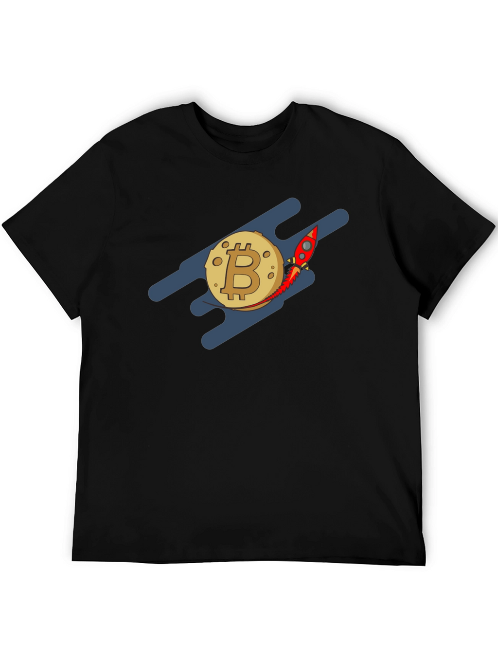 Bitcoin Rocket to the Moon Black T-Shirt
