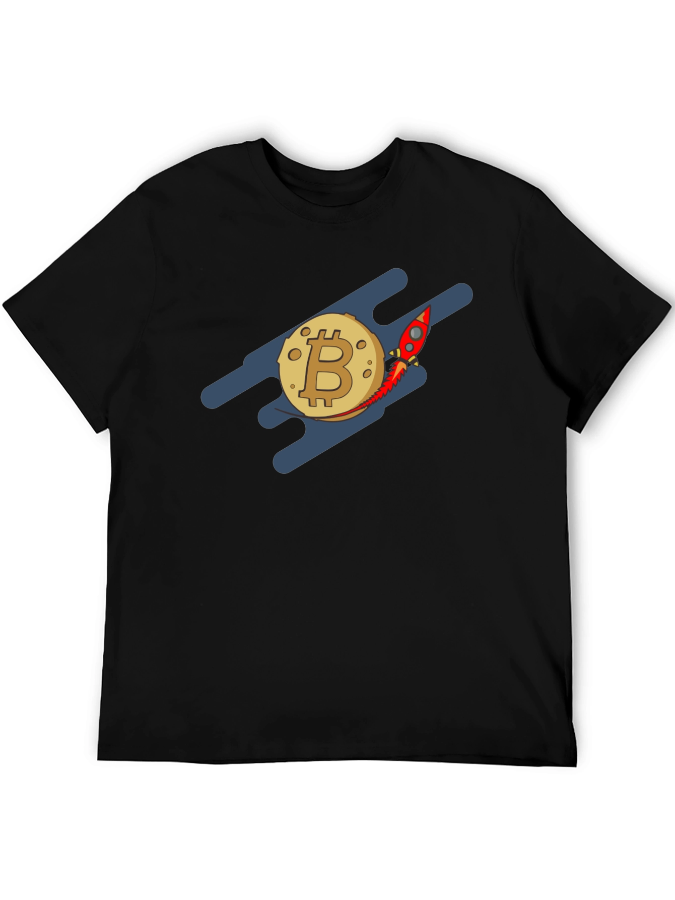 Bitcoin Rocket to the Moon Black T-Shirt