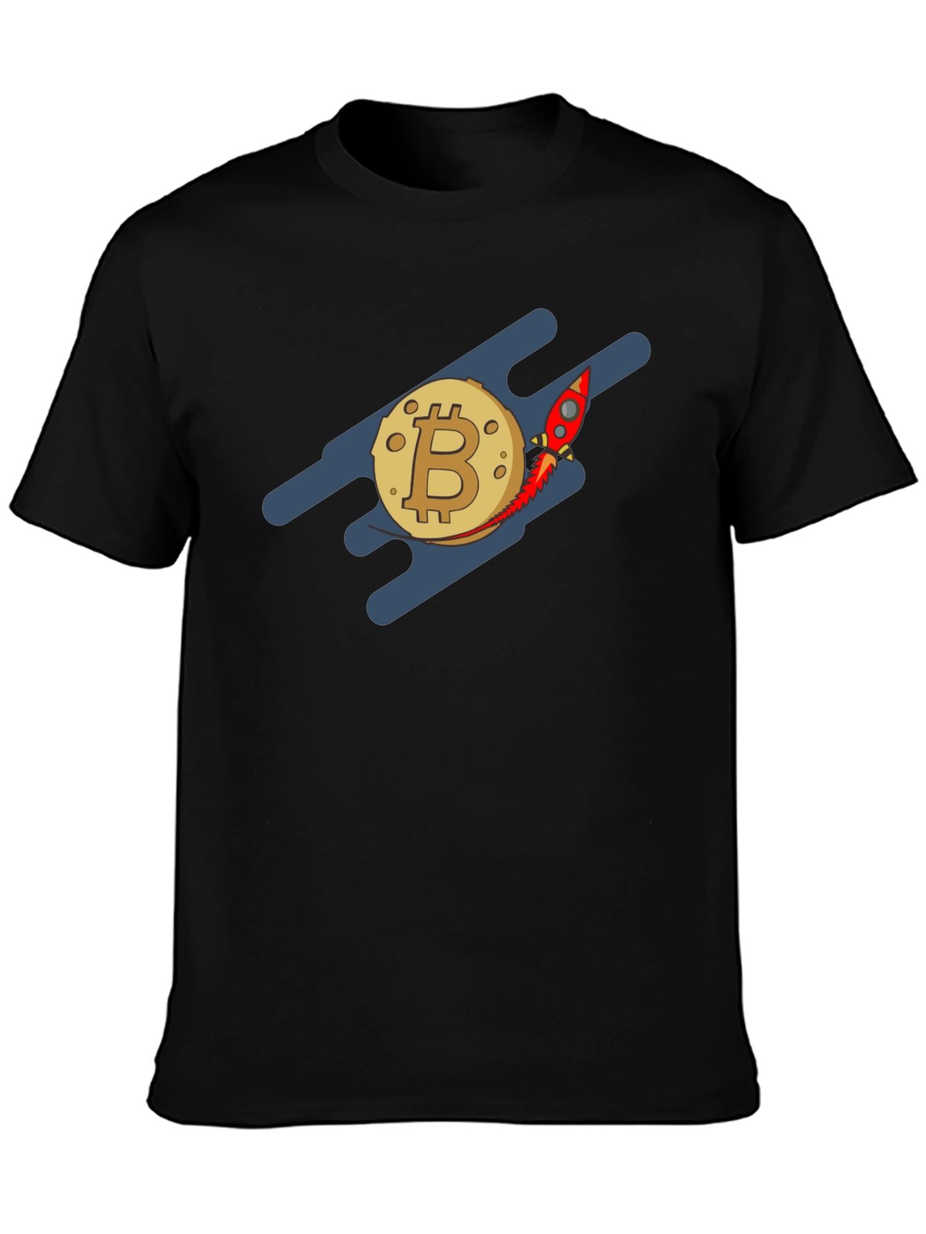 Bitcoin Rocket to the Moon Black T-Shirt