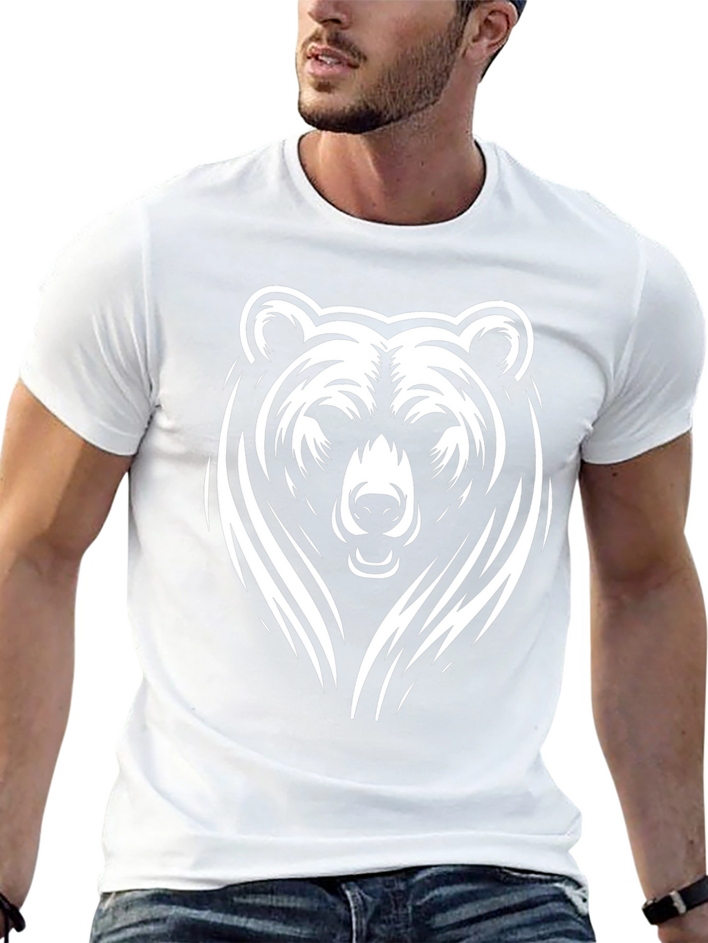 Bold Bear Graphic Tee - Black Cotton T-Shirt