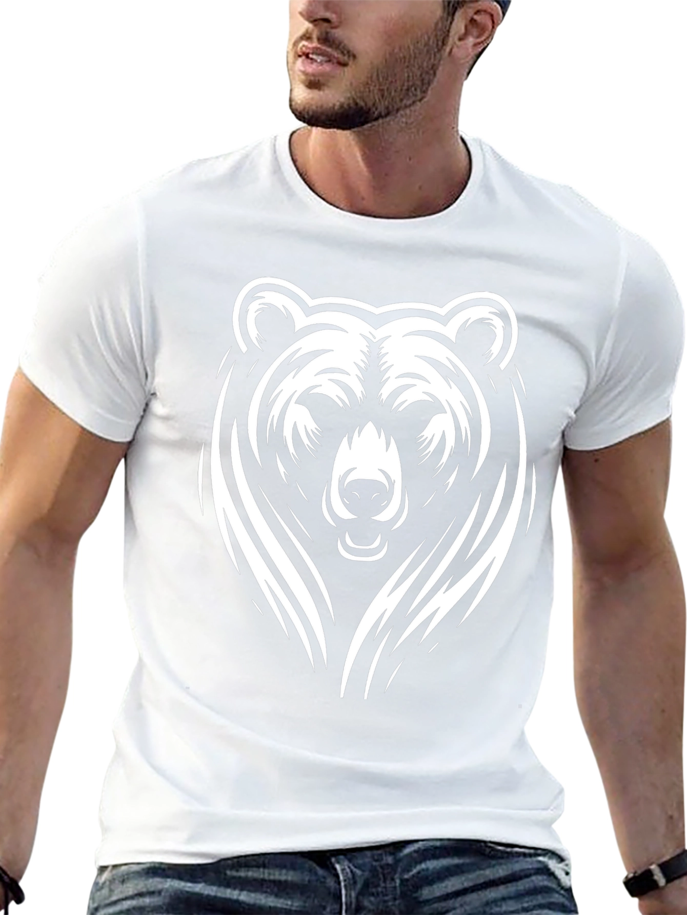 Bold Bear Graphic Tee - Black Cotton T-Shirt