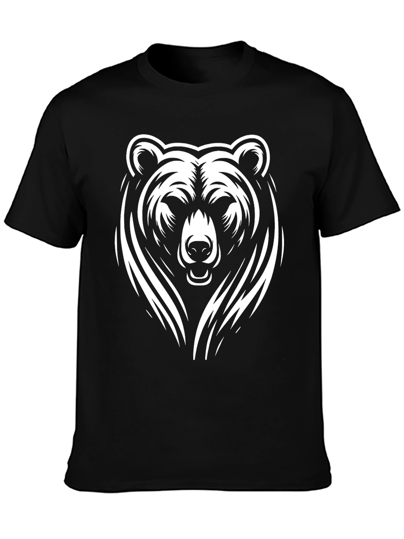 Bold Bear Graphic Tee - Black Cotton T-Shirt