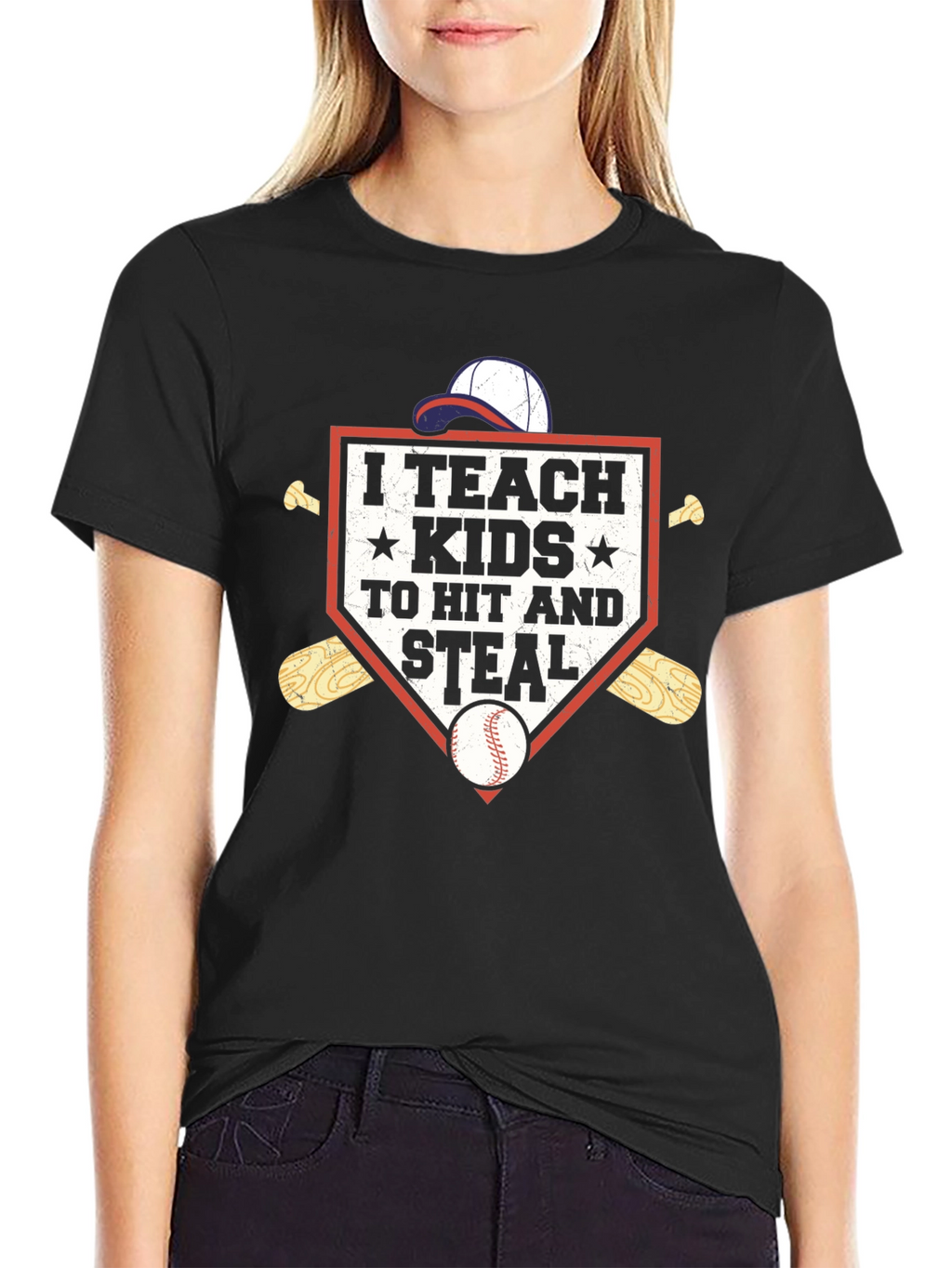 I Teach Kids To Hit and Steal Baseball T-Shirt