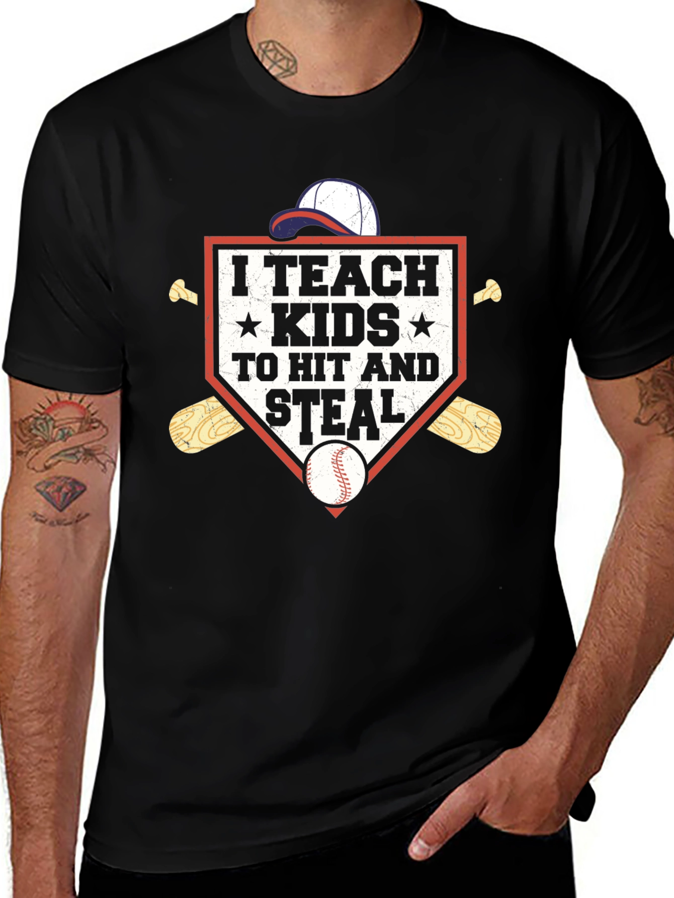 I Teach Kids To Hit and Steal Baseball T-Shirt