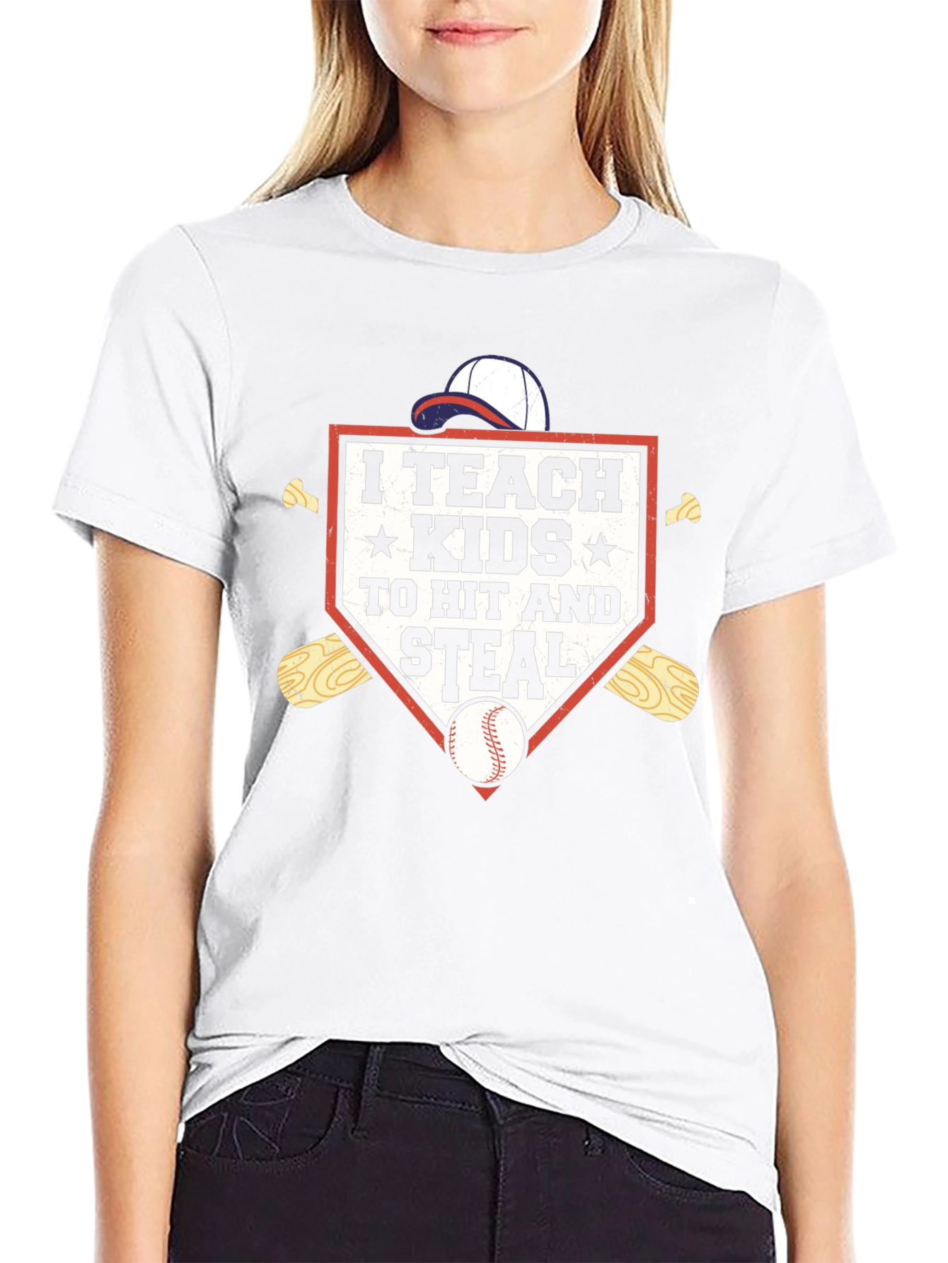 I Teach Kids To Hit and Steal Baseball T-Shirt