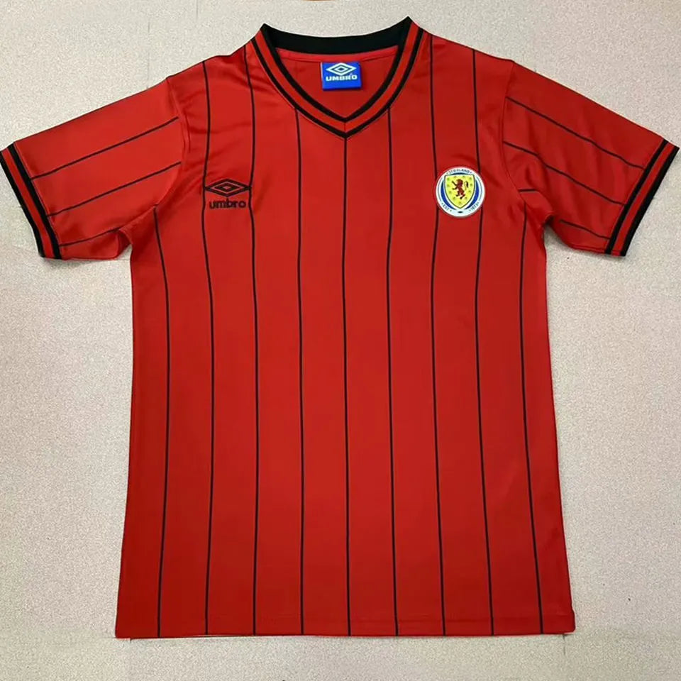 1982 Scotland Away Red Retro Soccer Jersey Front