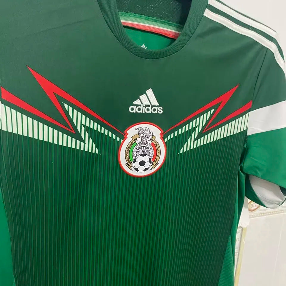 2014 Mexico Home Green Retro Soccer Jersey Detail 2