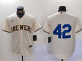 Men's Milwaukee Brewers #42 Cream 2024 Jackie Robinson Day Home Limited Jerseys