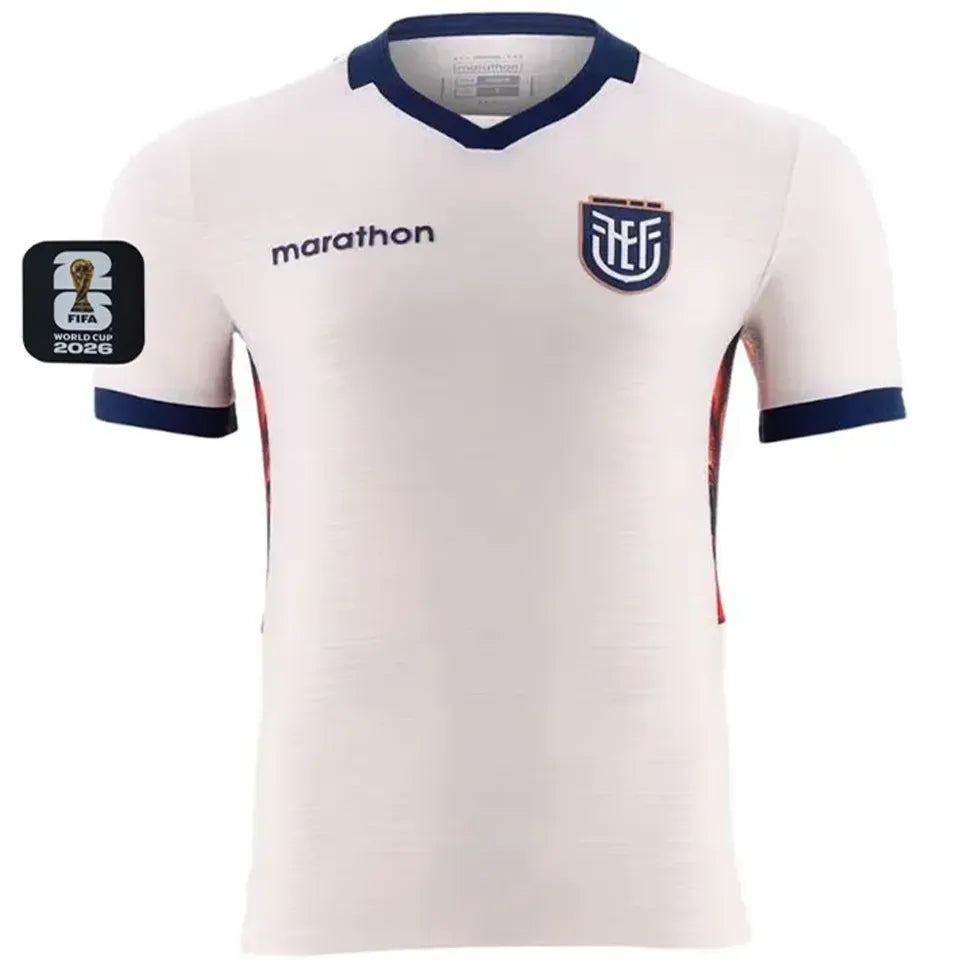 2026/27 Ecuador Away White Fans Soccer Jersey (Have Right Patch 有右臂章 黑底白字） Front