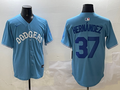 Men's Los Angeles Dodgers Teoscar Hernandez #37 Light Blue Replica Player Jerseys