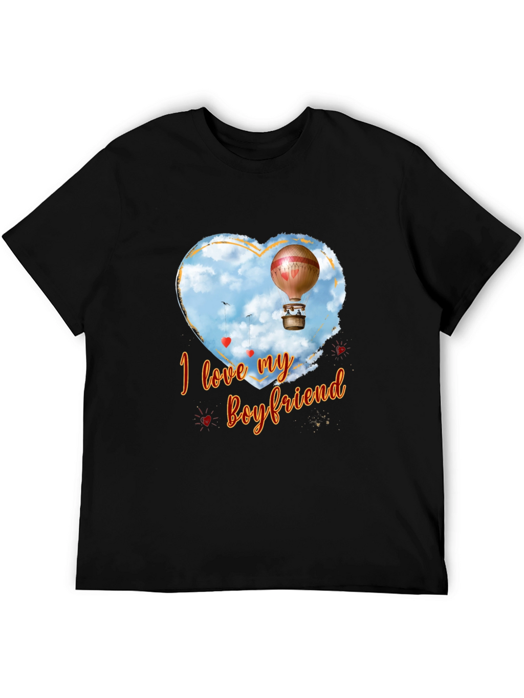 I Love My Boyfriend Hot Air Balloon Heart T-Shirt