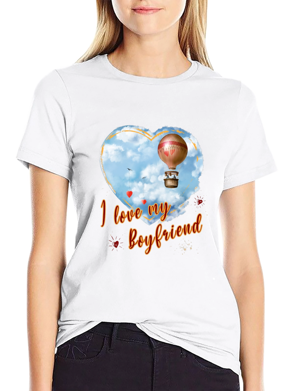 I Love My Boyfriend Hot Air Balloon Heart T-Shirt