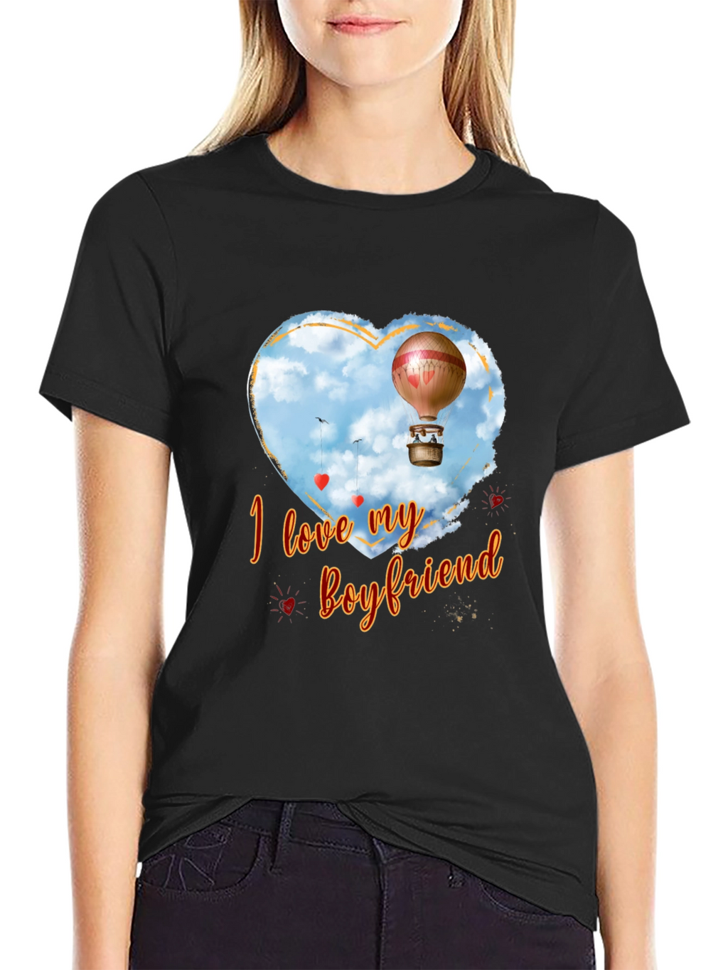 I Love My Boyfriend Hot Air Balloon Heart T-Shirt