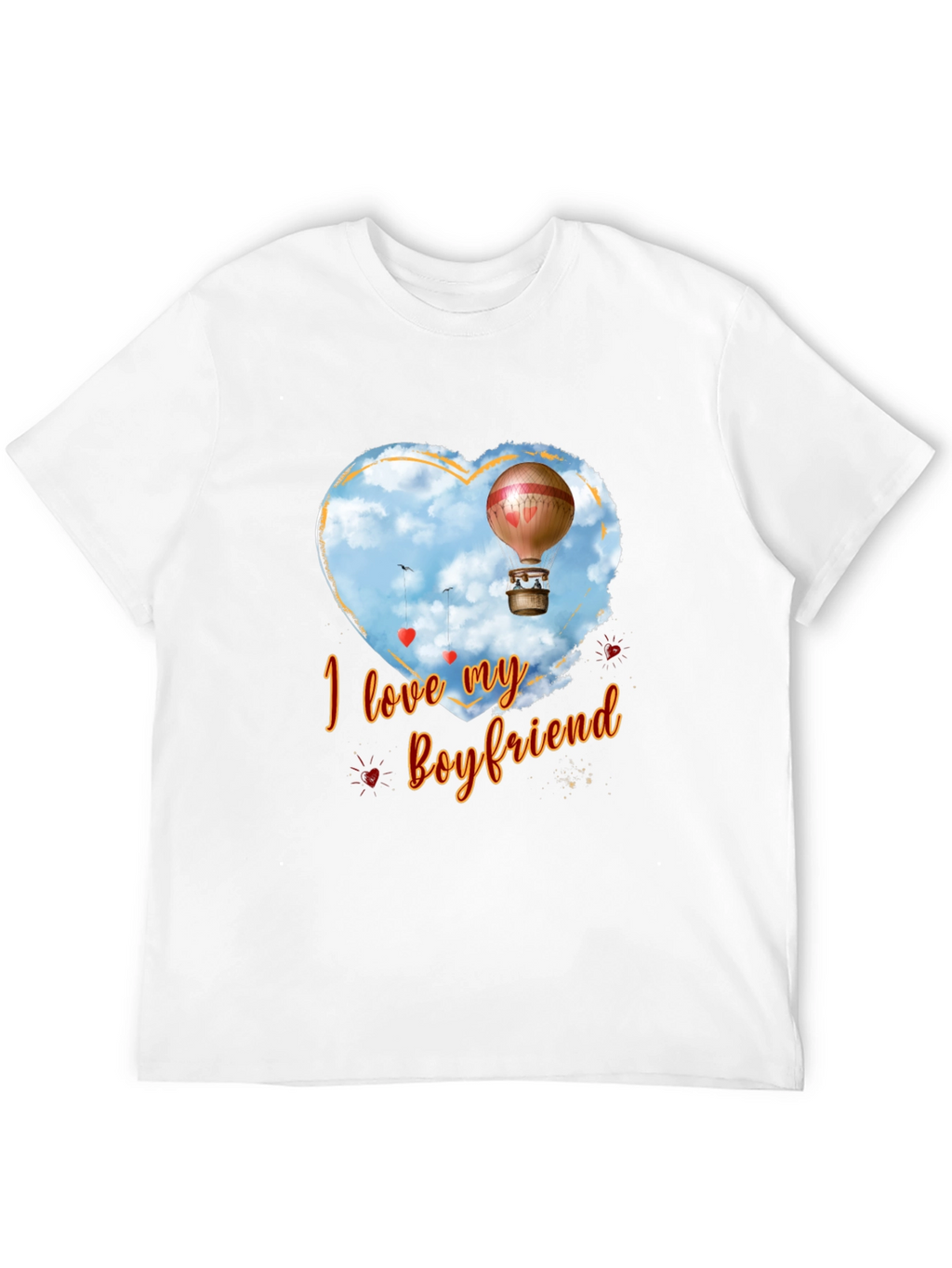 I Love My Boyfriend Hot Air Balloon Heart T-Shirt