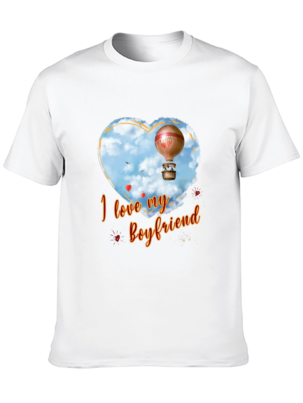 I Love My Boyfriend Hot Air Balloon Heart T-Shirt