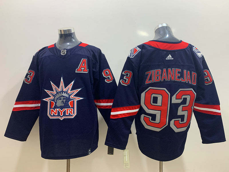Men's New York Rangers Mika Zibanejad #93 Navy Player Game Jerseys