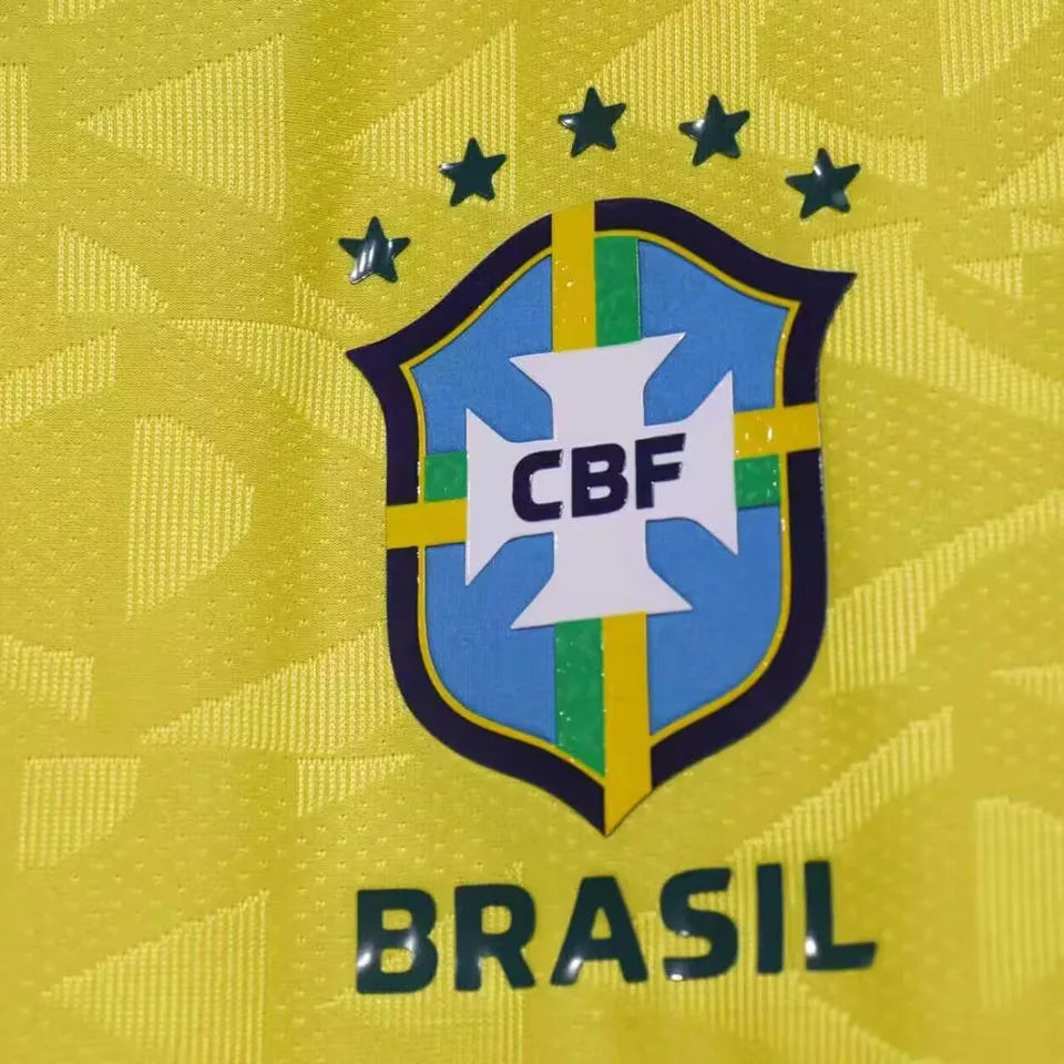 NEYMAR JR #10 Brazil Home Yellow Player Version Soccer Jersey 2026/27 ★★ Detail 3