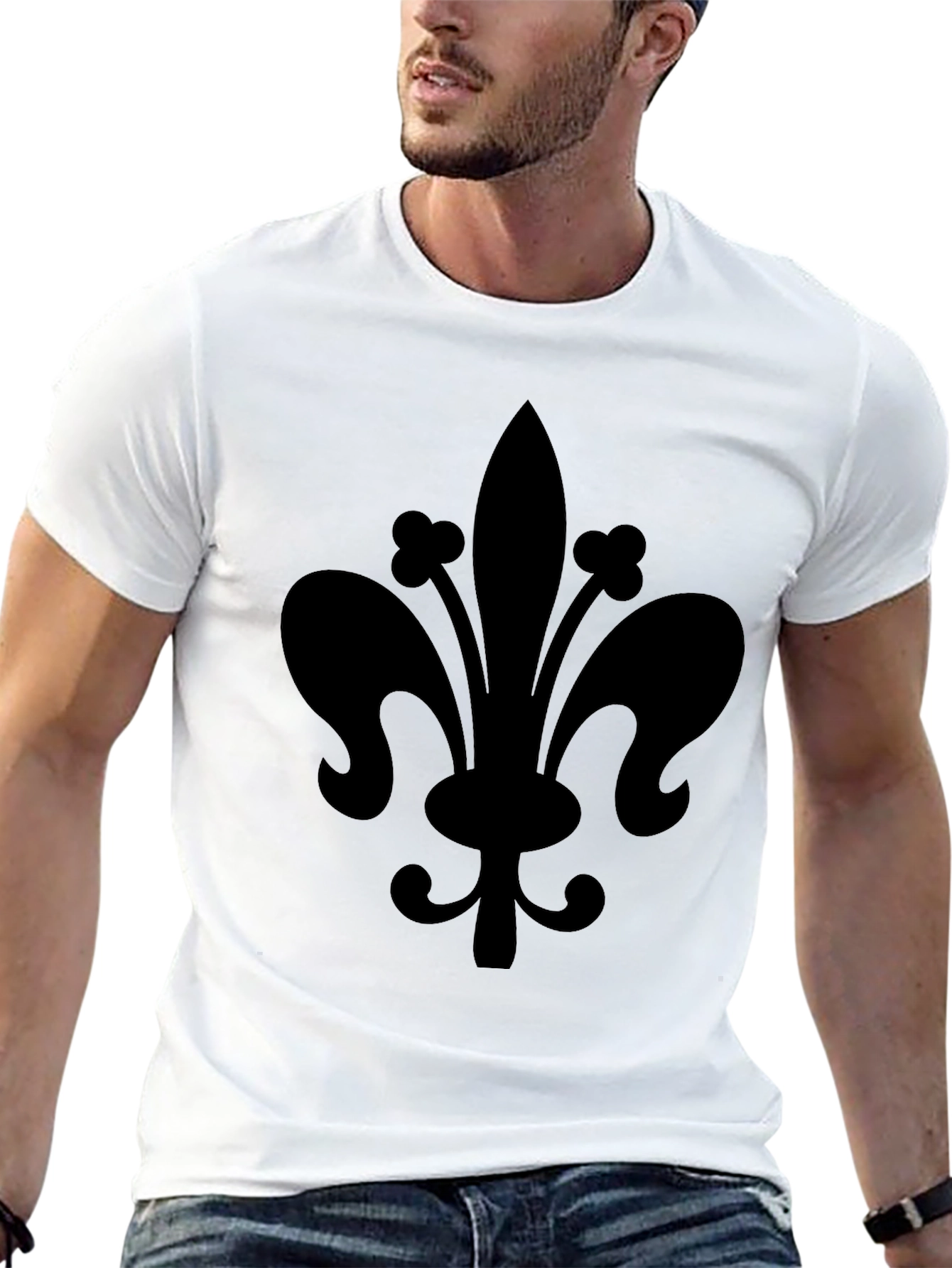 Black Fleur-de-lis Graphic T-Shirt