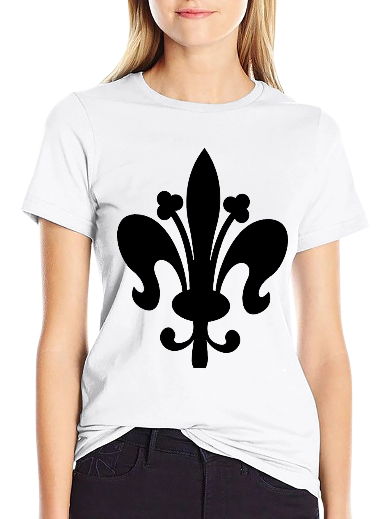 Black Fleur-de-lis Graphic T-Shirt