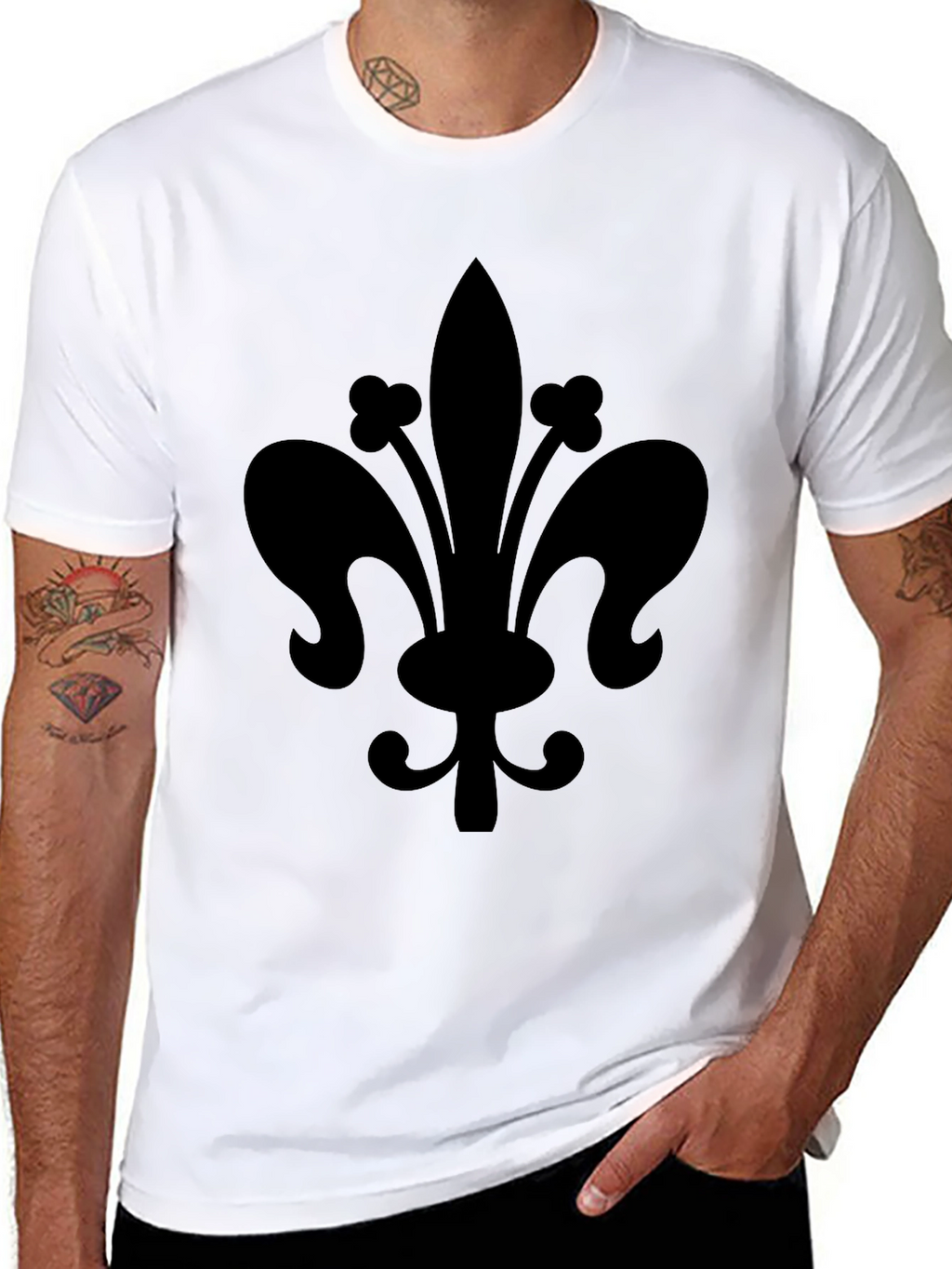 Black Fleur-de-lis Graphic T-Shirt