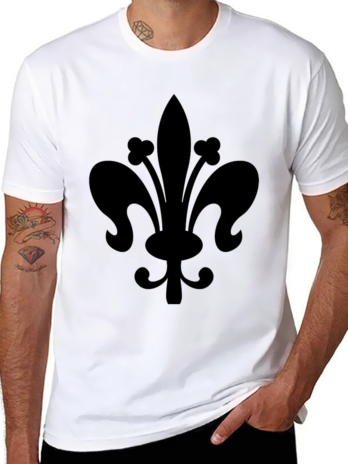 Black Fleur-de-lis Graphic T-Shirt