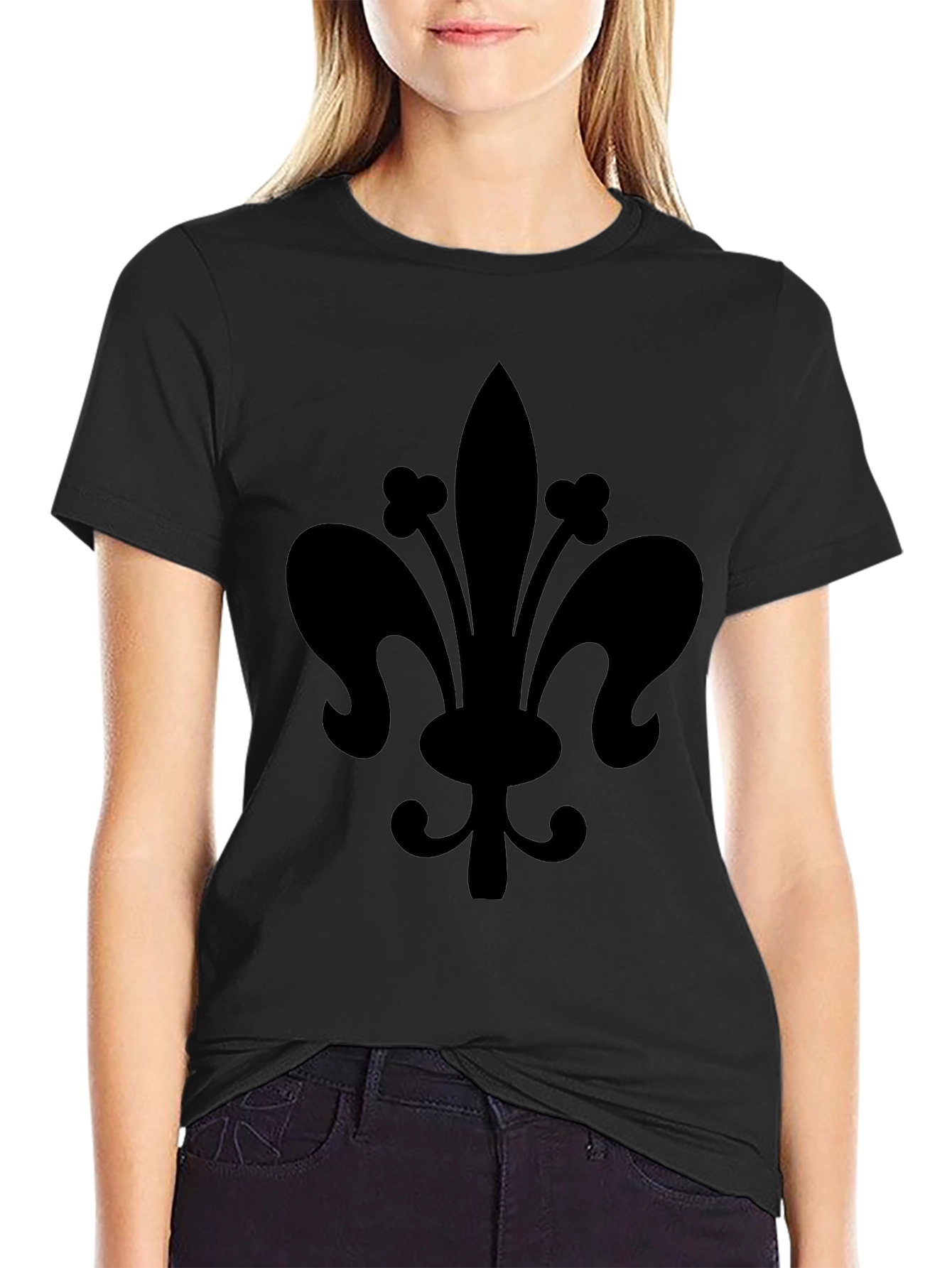 Black Fleur-de-lis Graphic T-Shirt
