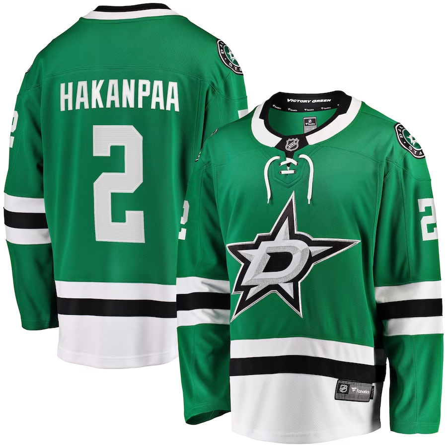 Men's Dallas Stars Jani Hakanpaa #2 Kelly Green Home Breakaway Player Jerseys
