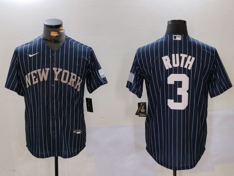Men's New York Yankees Babe Ruth #3 Navy Player Jerseys