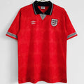 1990 England Away Red Retro Soccer Jersey Front