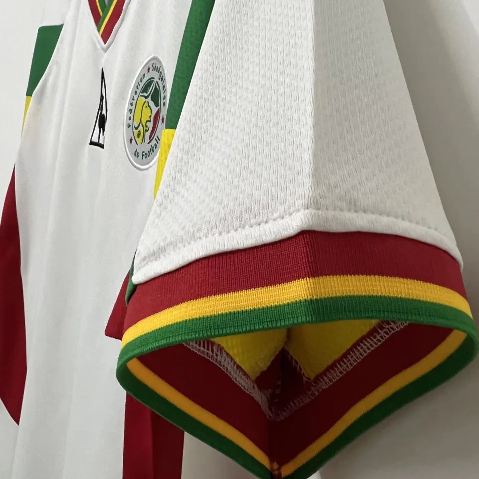 2002 Senegal Away White Retro Soccer Jersey Detail 4