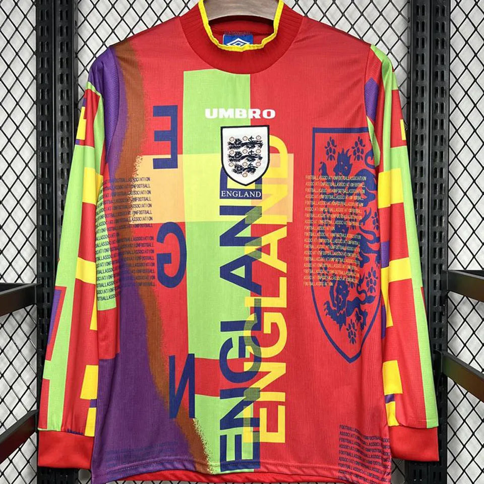 1996 England Goalkeeper Retro Long Sleeve Jersey Detail 2