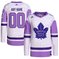 Men's Toronto Maple Leafs White/Purple Hockey Fights Cancer Primegreen Authentic Custom Jerseys