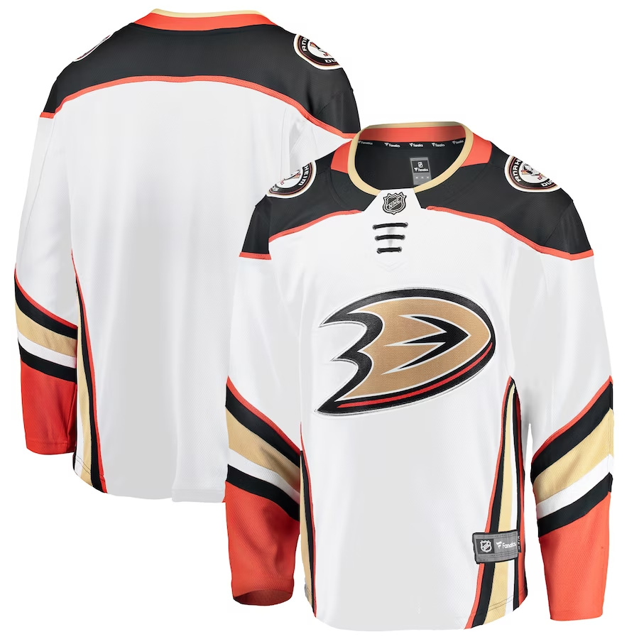 Men's Anaheim Ducks White Breakaway Away Blank Jerseys