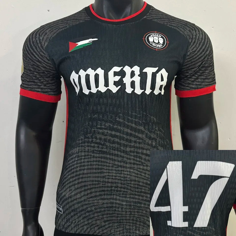 2025/26 Omerta #47 Black Player Version Soccer Jersey Front