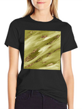 Olive Green Gold Streak Pattern Tee