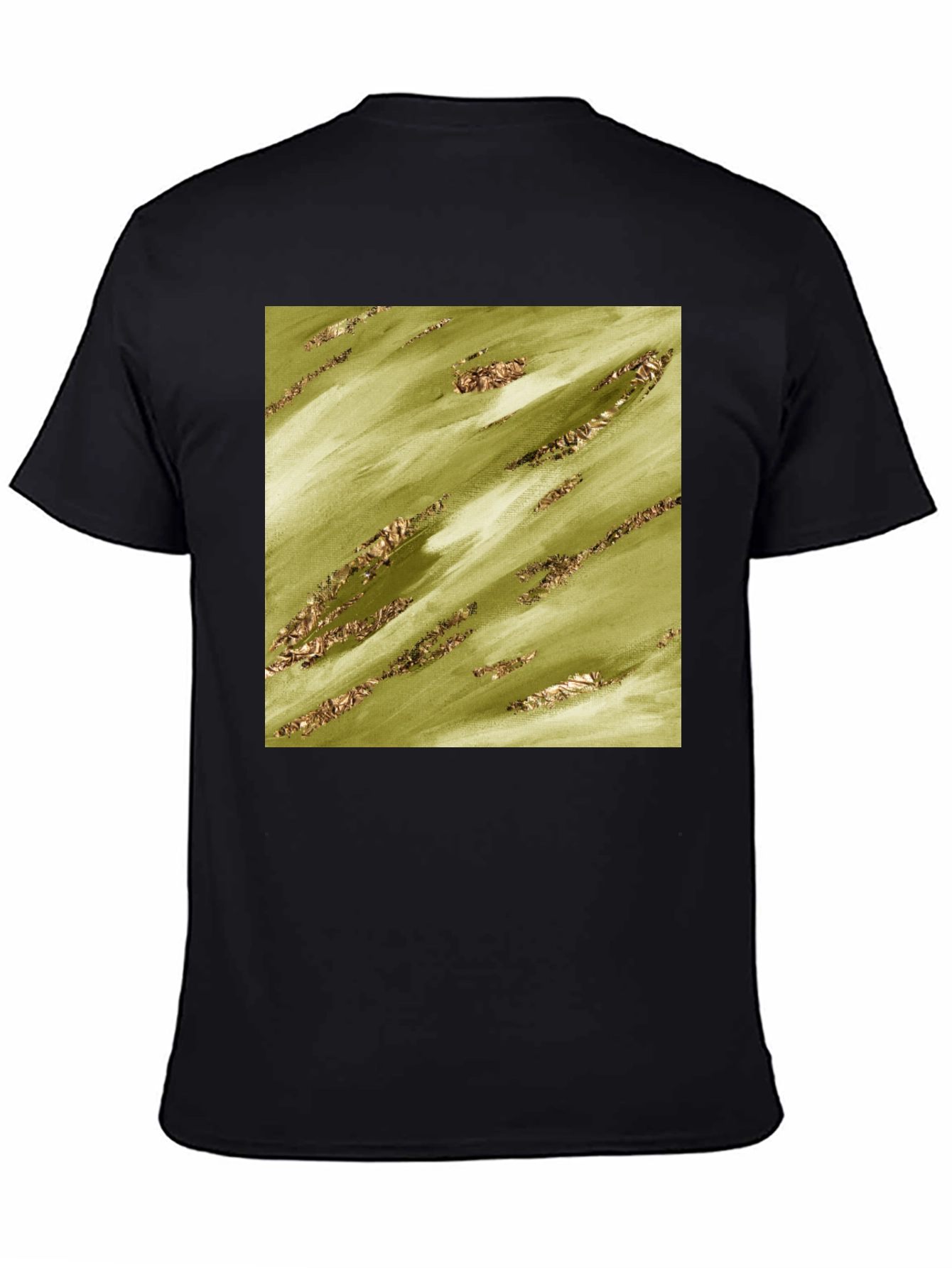 Olive Green Gold Streak Pattern Tee
