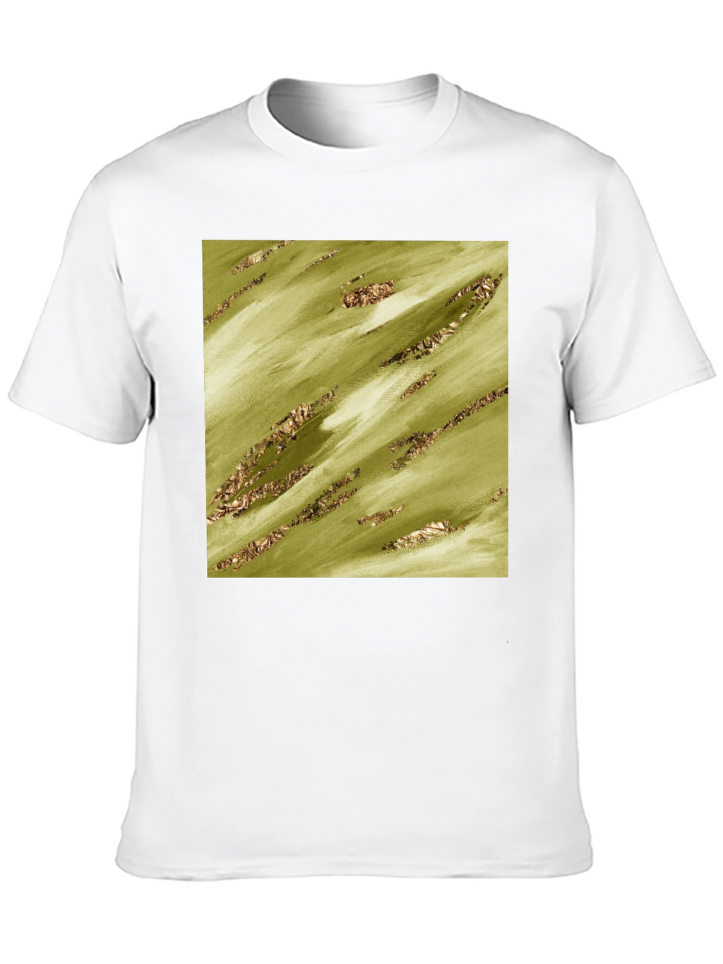 Olive Green Gold Streak Pattern Tee