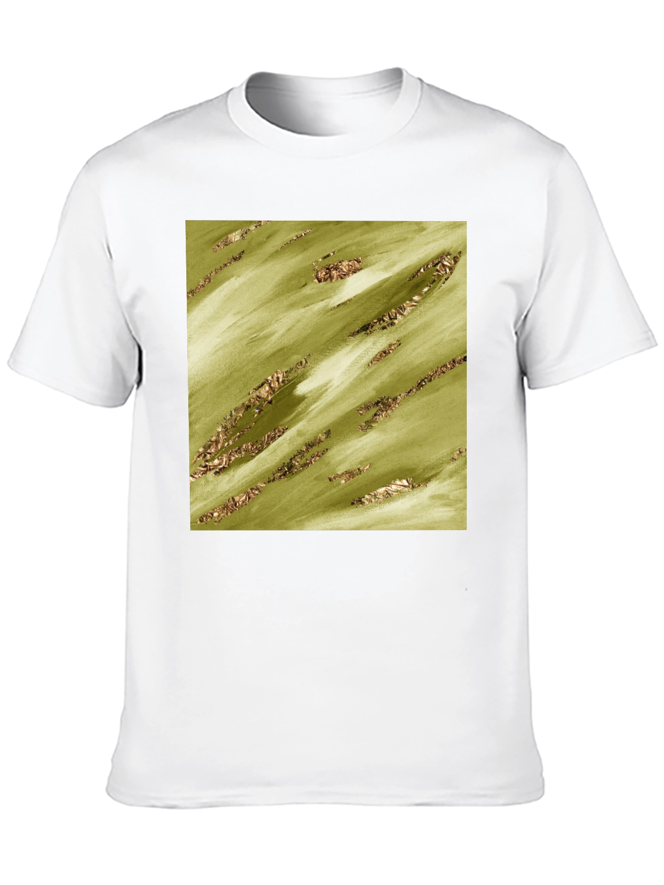 Olive Green Gold Streak Pattern Tee