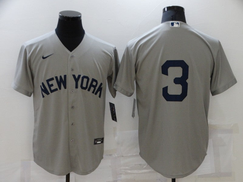 Men's New York Yankees Babe Ruth #3 Gray Replica Player Name Jerseys