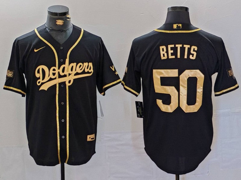 Men's Los Angeles Dodgers Mookie Betts #50 Black Player Jerseys